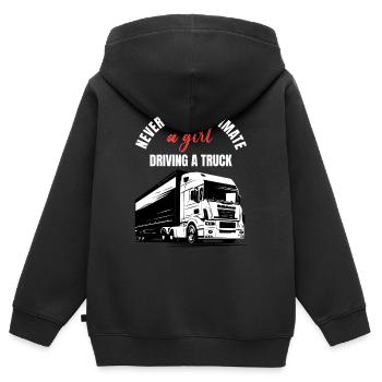 Pouvoir des filles des routiers - Sweat Premium à capuche zippé enfant bio - noir - Dos - AI Model Kid Male (0cm)