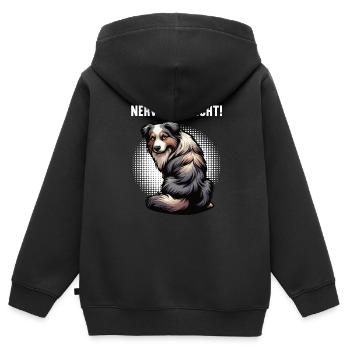Nerv Mich Nicht Australian Shepherd Aussie Aussies - Kinder Premium Organic Zip Hoodie - Schwarz - Hinten - AI Model Kid Male (0cm)