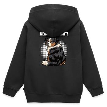 Nerv Mich Nicht Australian Shepherd Aussie Aussies - Kinder Premium Organic Zip Hoodie - Schwarz - Hinten - AI Model Kid Male (0cm)