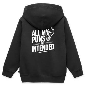 Alle meine Wortspiele sind beabsichtigt - Kinder Premium Organic Zip Hoodie - Schwarz - Hinten - AI Model Kid Male (0cm)