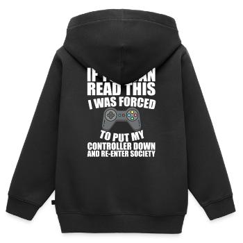 Gezwungen, wieder in die Gesellschaft einzutreten - Kinder Premium Organic Zip Hoodie - Schwarz - Hinten - AI Model Kid Male (0cm)
