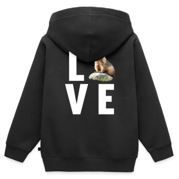 Murmeltiere Murmeltier - Kinder Premium Organic Zip Hoodie - Schwarz - Hinten - AI Model Kid Male (0cm)
