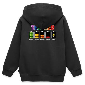Autonomie d’un enseignant - Sweat Premium à capuche zippé enfant bio - noir - Dos - AI Model Kid Male (0cm)