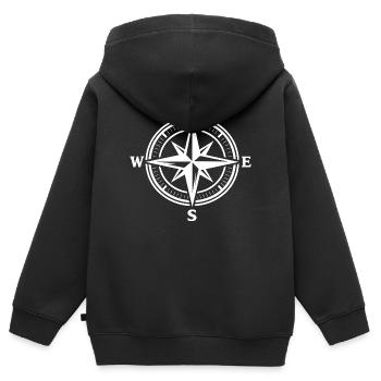 Kompass - Kinder Premium Organic Zip Hoodie - Schwarz - Hinten - AI Model Kid Male (0cm)