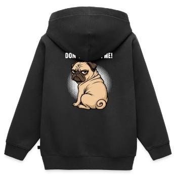 Ne me dérange pas Carlin, carlin, Carlin, propriétaire, Porte-carlin. - Sweat Premium à capuche zippé enfant bio - noir - Dos - AI Model Kid Male (0cm)
