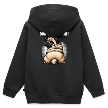 Ne me dérange pas Carlin, carlin, Carlin, propriétaire, Porte-carlin. - Sweat Premium à capuche zippé enfant bio - noir - Dos - AI Model Kid Male (0cm)