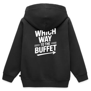 Welcher Weg zum Buffet - Kinder Premium Organic Zip Hoodie - Schwarz - Hinten - AI Model Kid Male (0cm)