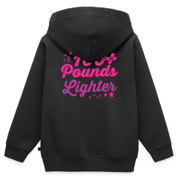 100+ Pfund leichter - Kinder Premium Organic Zip Hoodie - Schwarz - Hinten - AI Model Kid Male (0cm)