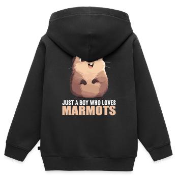 Murmeltiere Murmeltier - Kinder Premium Organic Zip Hoodie - Schwarz - Hinten - AI Model Kid Male (0cm)