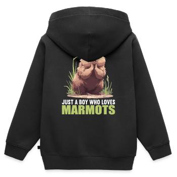 Murmeltiere Murmeltier - Kinder Premium Organic Zip Hoodie - Schwarz - Hinten - AI Model Kid Male (0cm)