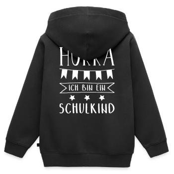 Hurra Ich bin ein Schulkind Einschulung - Kinder Premium Organic Zip Hoodie - Schwarz - Hinten - AI Model Kid Male (0cm)