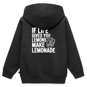 Wenn das Leben dir Zitronen gibt, mach Limonade - Kinder Premium Organic Zip Hoodie - Schwarz - Hinten - AI Model Kid Male (0cm)