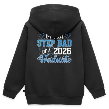 Proud Step Dad 2026 Graduate Class - Kids Premium Organic Zip-up Hoodie - black - Back - AI Model Kid Male (0cm)