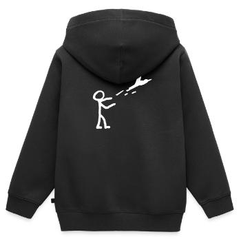 Lâche-le - Sweat Premium à capuche zippé enfant bio - noir - Dos - AI Model Kid Male (0cm)