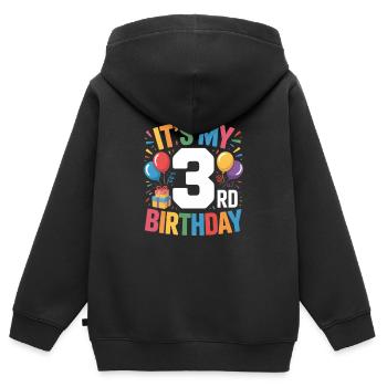 3rd birthday - Kinder Premium Organic Zip Hoodie - Schwarz - Hinten - AI Model Kid Male (0cm)