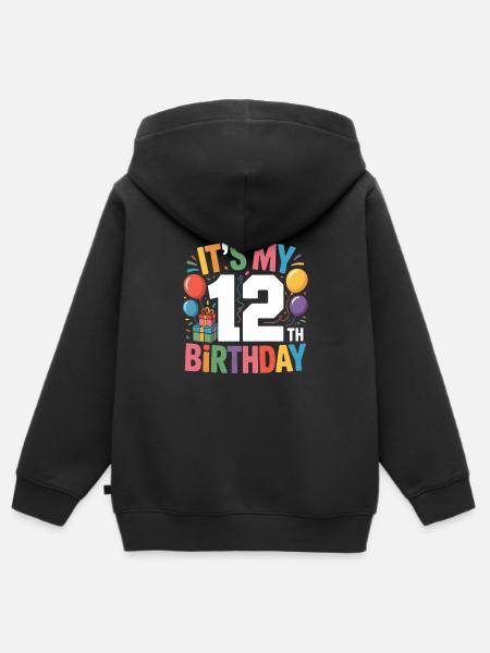 12th birthday - Kinder Premium Organic Zip Hoodie - Schwarz