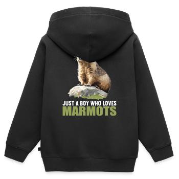 Murmeltiere Murmeltier - Kinder Premium Organic Zip Hoodie - Schwarz - Hinten - AI Model Kid Male (0cm)