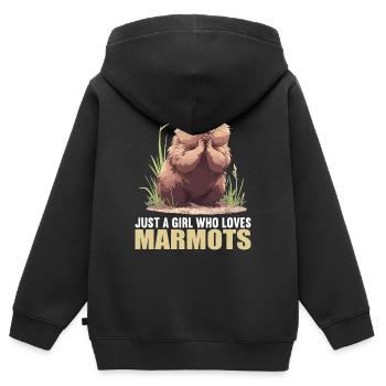 Murmeltiere Murmeltier - Kinder Premium Organic Zip Hoodie - Schwarz - Hinten - AI Model Kid Male (0cm)