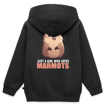 Murmeltiere Murmeltier - Kinder Premium Organic Zip Hoodie - Schwarz - Hinten - AI Model Kid Male (0cm)