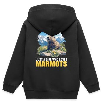 Murmeltiere Murmeltier - Kinder Premium Organic Zip Hoodie - Schwarz - Hinten - AI Model Kid Male (0cm)