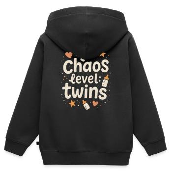 Chaoslevel Zwillinge | Eltern Baby Humor - Kinder Premium Organic Zip Hoodie - Schwarz - Hinten - AI Model Kid Male (0cm)