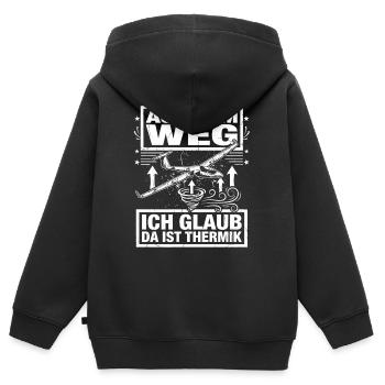 Ich Glaub Da ist Thermik Segelflieger - Kinder Premium Organic Zip Hoodie - Schwarz - Hinten - AI Model Kid Male (0cm)