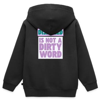 Behindert ist kein schmutziges Wort - Kinder Premium Organic Zip Hoodie - Schwarz - Hinten - AI Model Kid Male (0cm)