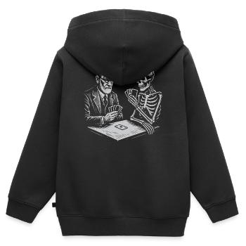 T-shirt de cartes de Sigmund Freud avec la mort - Sweat Premium à capuche zippé enfant bio - noir - Dos - AI Model Kid Male (0cm)