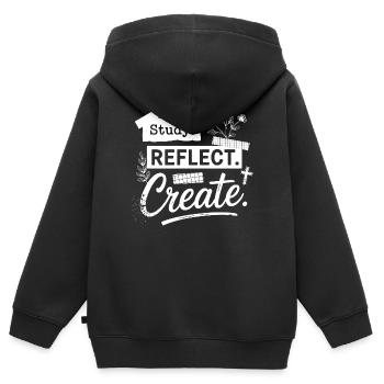 Étudier. Réfléchis. Créez. - Sweat Premium à capuche zippé enfant bio - noir - Dos - AI Model Kid Male (0cm)