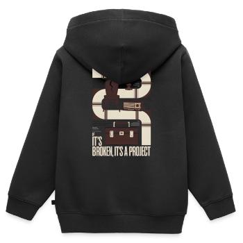 Kaputt? Projekt | Upcycling Reparatur - Kinder Premium Organic Zip Hoodie - Schwarz - Hinten - AI Model Kid Male (0cm)