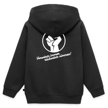 Vorwärts immer rückwärts nimmer v.2 (Farbe änderba - Kinder Premium Organic Zip Hoodie - Schwarz - Hinten - AI Model Kid Male (0cm)