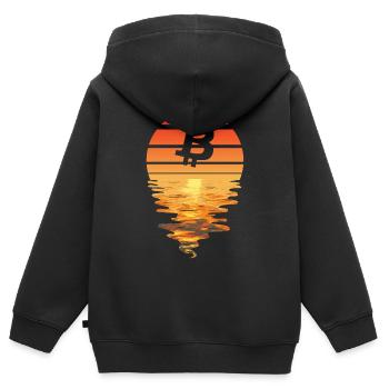Bitcoin Retro Sunnendoom - Sweat Premium à capuche zippé enfant bio - noir - Dos - AI Model Kid Male (0cm)