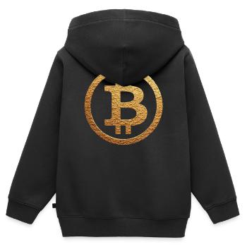 Bitcoin gold Symbol - Kinder Premium Organic Zip Hoodie - Schwarz - Hinten - AI Model Kid Male (0cm)