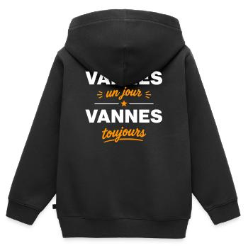 Vannes Jour Toujours - Sweat Premium à capuche zippé enfant bio - noir - Dos - AI Model Kid Male (0cm)