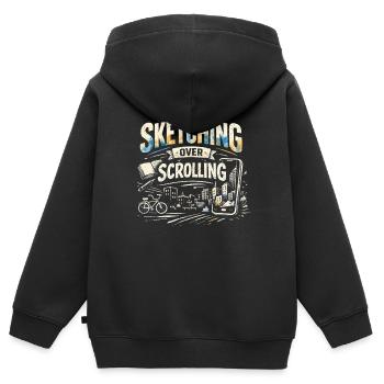 Skizzieren statt Scrollen | Urban Sketching - Kinder Premium Organic Zip Hoodie - Schwarz - Hinten - AI Model Kid Male (0cm)