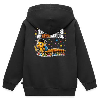 Centipede 100 jours d’école Cent jambes - Sweat Premium à capuche zippé enfant bio - noir - Dos - AI Model Kid Male (0cm)