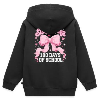 Slay 100 Tage Schule Pink Schleife Coquette - Kinder Premium Organic Zip Hoodie - Schwarz - Hinten - AI Model Kid Male (0cm)