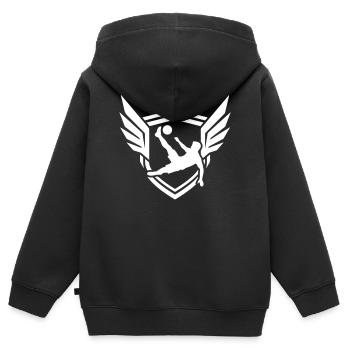 Fussballer Fallrückzieher Wappen - Kinder Premium Organic Zip Hoodie - Schwarz - Hinten - AI Model Kid Male (0cm)