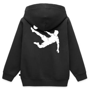 Fussballer Fallrückzieher Silhouette - Kinder Premium Organic Zip Hoodie - Schwarz - Hinten - AI Model Kid Male (0cm)