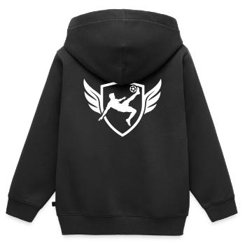 Fussballer Fallrückzieher Wappen - Kinder Premium Organic Zip Hoodie - Schwarz - Hinten - AI Model Kid Male (0cm)
