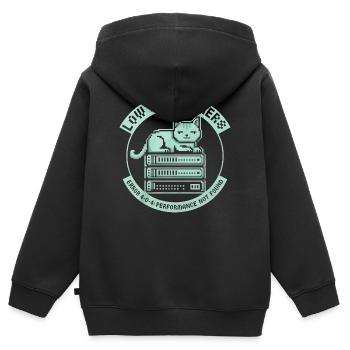 Low Performers Cat Server Pixel Art - Kids Premium Organic Zip-up Hoodie - black - Back - AI Model Kid Male (0cm)