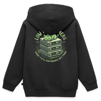 Low Performers Cat Server Pixel Art - Kids Premium Organic Zip-up Hoodie - black - Back - AI Model Kid Male (0cm)