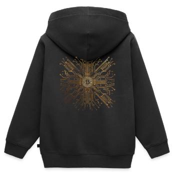 Code humoristique geek PC Cpu Platine Core - Sweat Premium à capuche zippé enfant bio - noir - Dos - AI Model Kid Male (0cm)