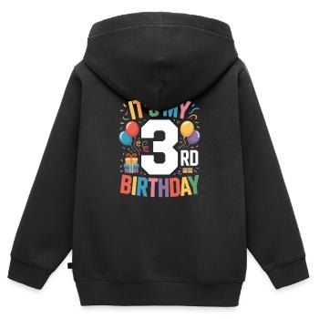 3rd birthday - Kids Premium Organic Zip-up Hoodie - black - Back - AI Model Kid Male (0cm)