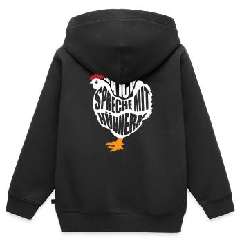 Poulets Whisperer Poulets Poulets Poulets Gardiens de poulets - Sweat Premium à capuche zippé enfant bio - noir - Dos - AI Model Kid Male (0cm)