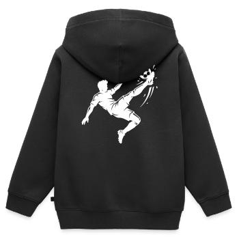 Fallrückzieher Fussball Silhouette - Kinder Premium Organic Zip Hoodie - Schwarz - Hinten - AI Model Kid Male (0cm)