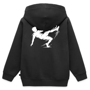 Fallrückzieher Fussball Silhouette - Kinder Premium Organic Zip Hoodie - Schwarz - Hinten - AI Model Kid Male (0cm)