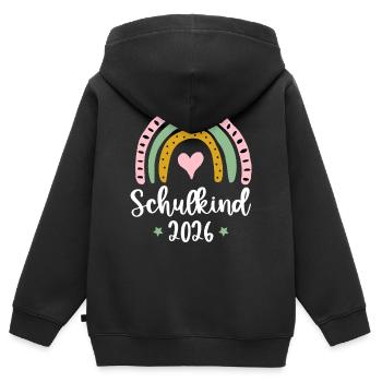 Schulkind 2026 Einschulung Mädchen Regenbogen - Kinder Premium Organic Zip Hoodie - Schwarz - Hinten - AI Model Kid Male (0cm)