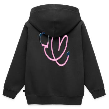 Rosa Herz Stethoskop - Kinder Premium Organic Zip Hoodie - Schwarz - Hinten - AI Model Kid Male (0cm)