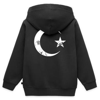 Mondsichel Nachthimmel - Kinder Premium Organic Zip Hoodie - Schwarz - Hinten - AI Model Kid Male (0cm)